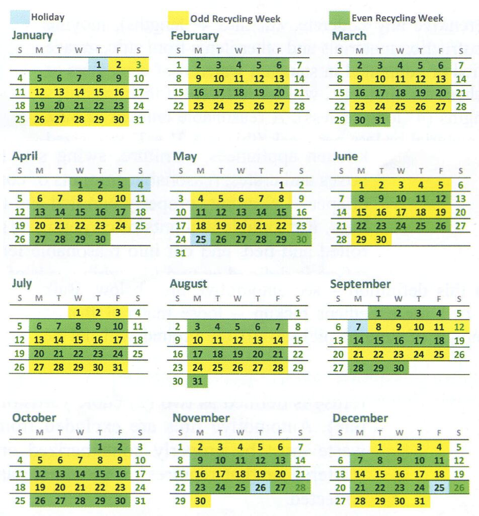 WM Recycling Calendar, 2026